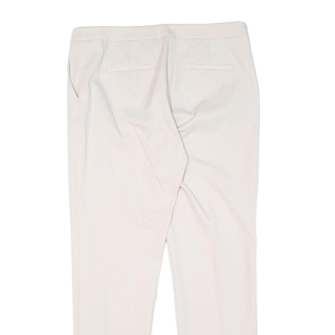 REISS Womens Cotton Slim Cream Trousers W32 L29 Tailored Zip Closure