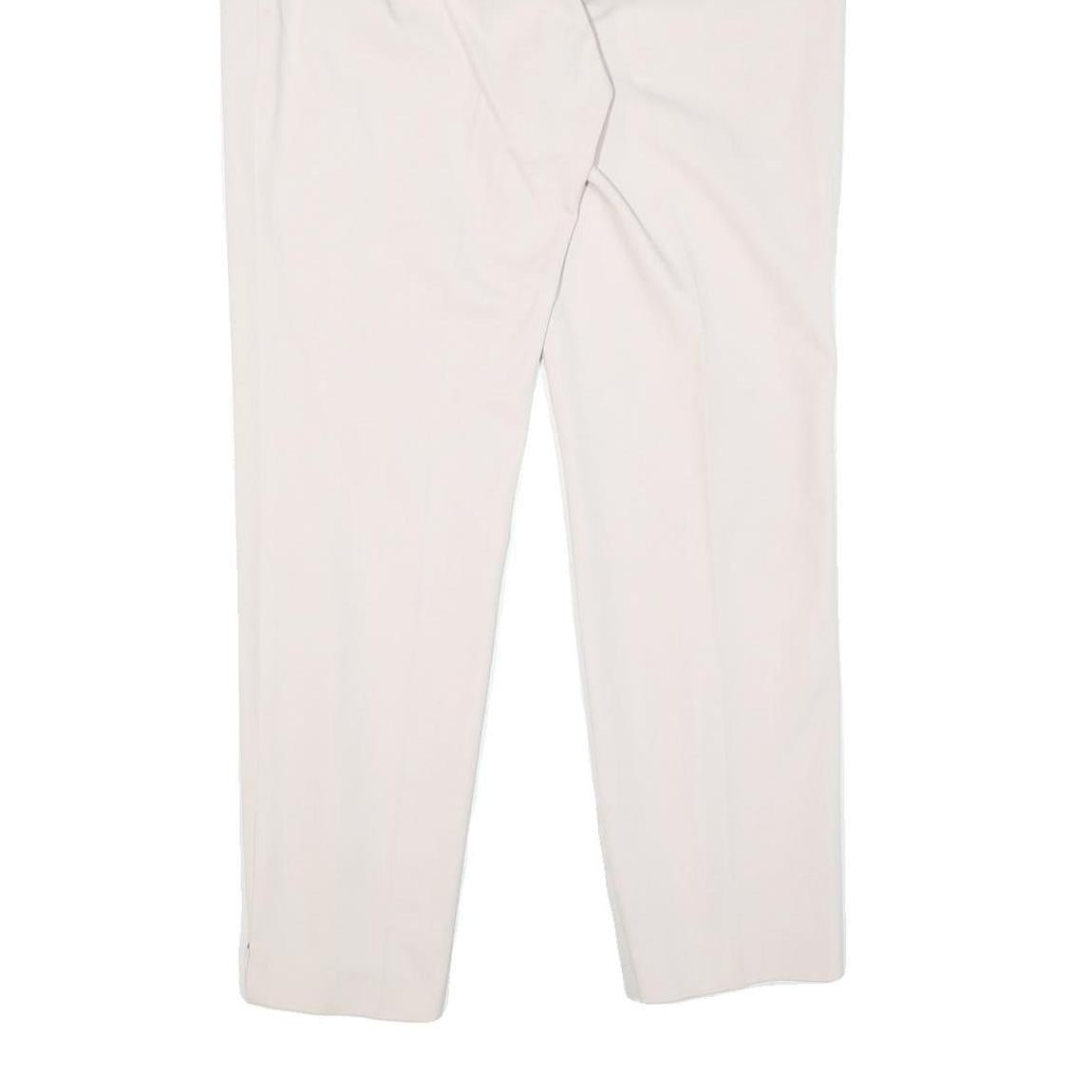 REISS Womens Cotton Slim Cream Trousers W32 L29 Tailored Zip Closure