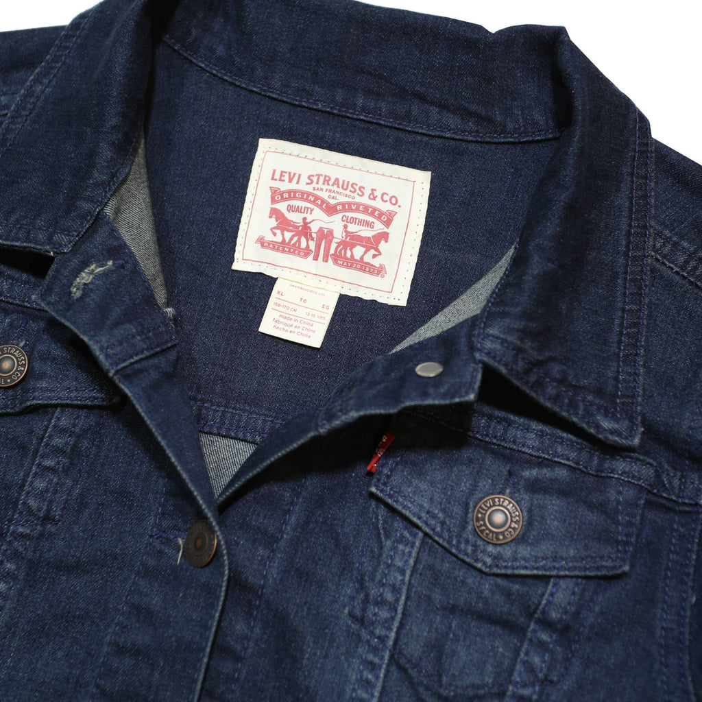 LEVI'S Girls Blue Denim Jacket XL Cotton Blend Button Closure Classic Fit Casual