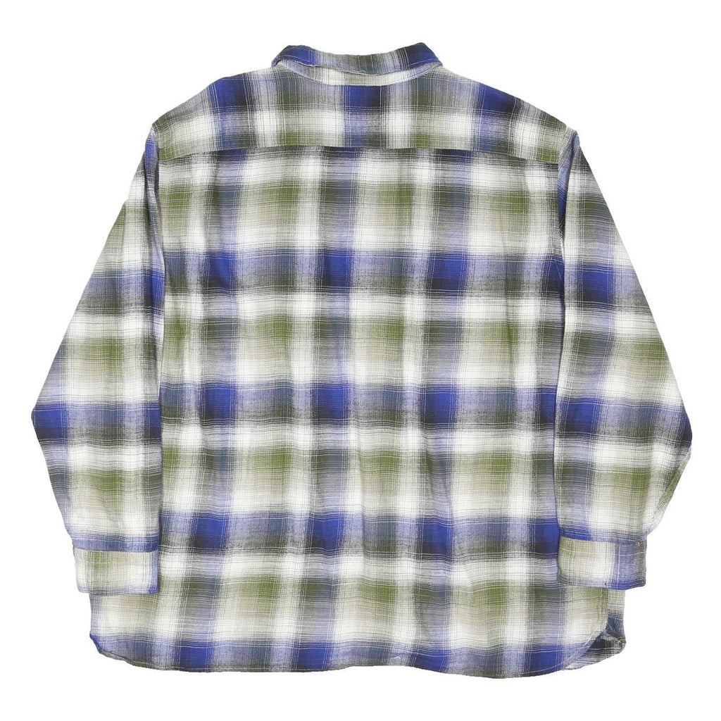 LEVI'S Mens Blue & Green Check Shirt 2XL Cotton Blend Casual Relaxed Fit