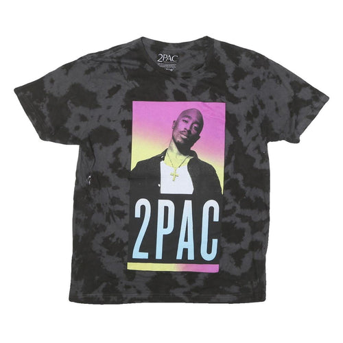 2PAC Mens Black Tie Dye Graphic T-Shirt M Short Sleeve Crew Neck Cotton Blend