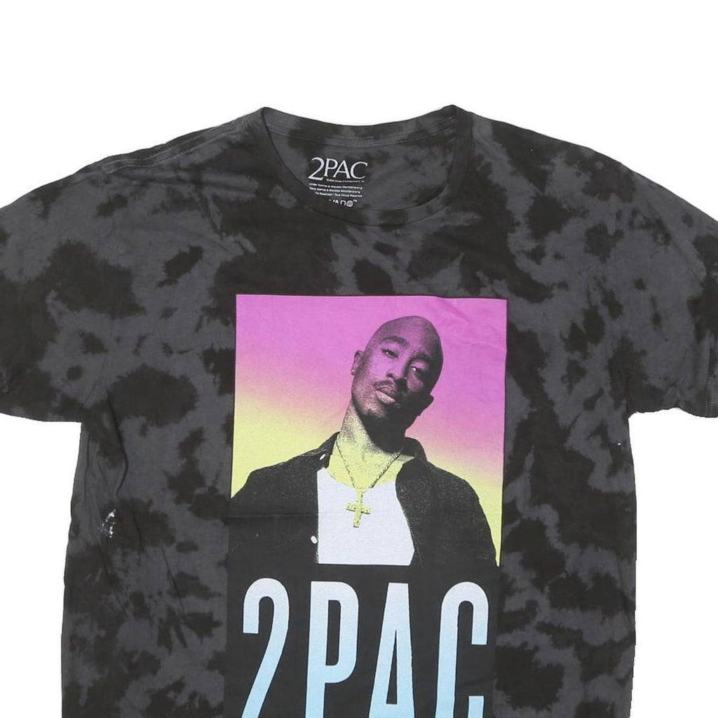 2PAC Mens Black Tie Dye Graphic T-Shirt M Short Sleeve Crew Neck Cotton Blend
