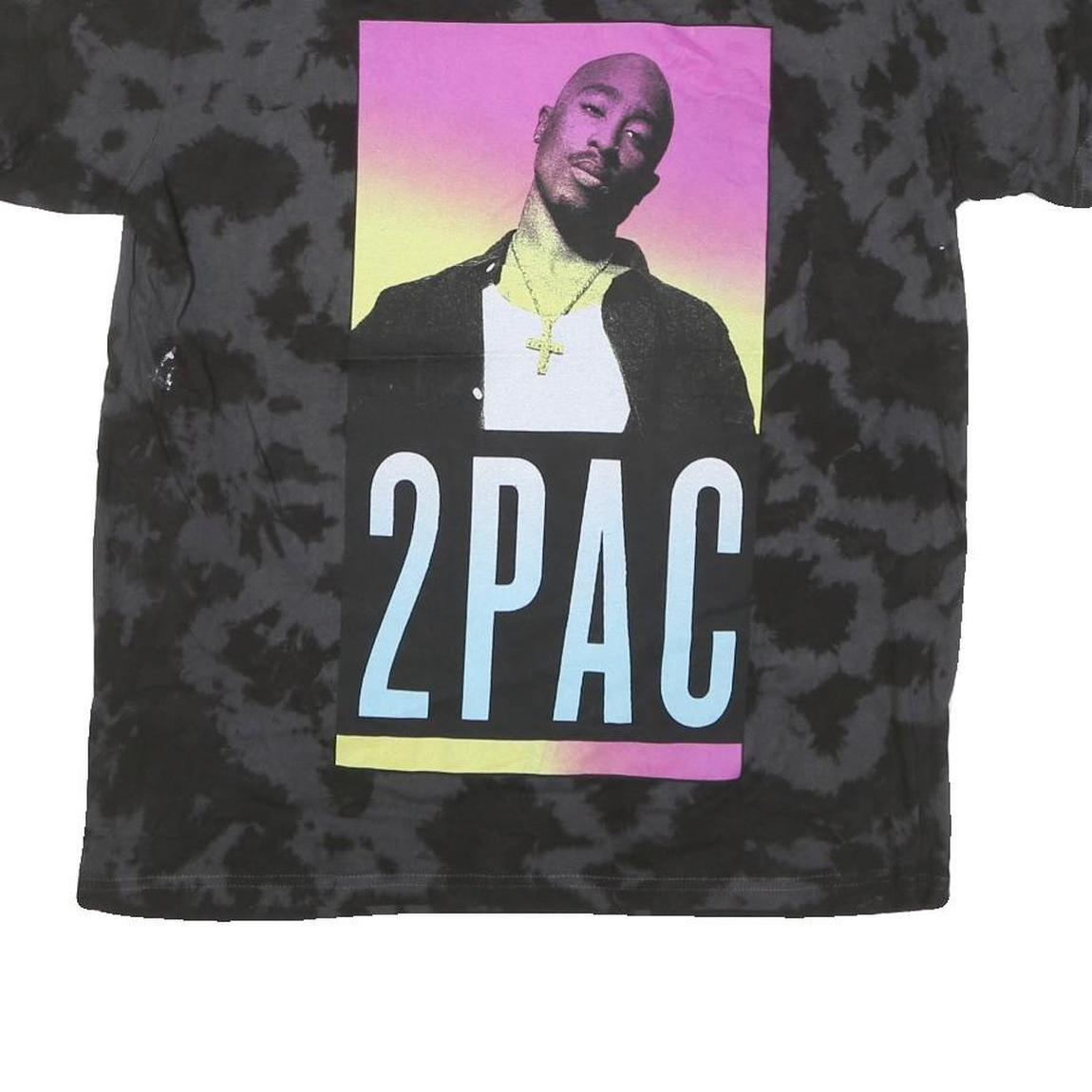 2PAC Mens Black Tie Dye Graphic T-Shirt M Short Sleeve Crew Neck Cotton Blend