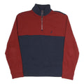 NAUTICA Mens Red & Blue Quarter Zip L Sweatshirt Cotton Blend Pullover Casual