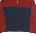 NAUTICA Mens Red & Blue Quarter Zip L Sweatshirt Cotton Blend Pullover Casual