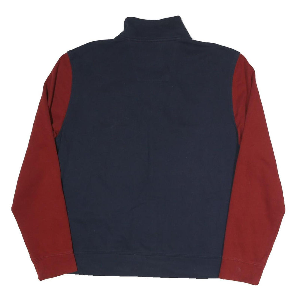 NAUTICA Mens Red & Blue Quarter Zip L Sweatshirt Cotton Blend Pullover Casual