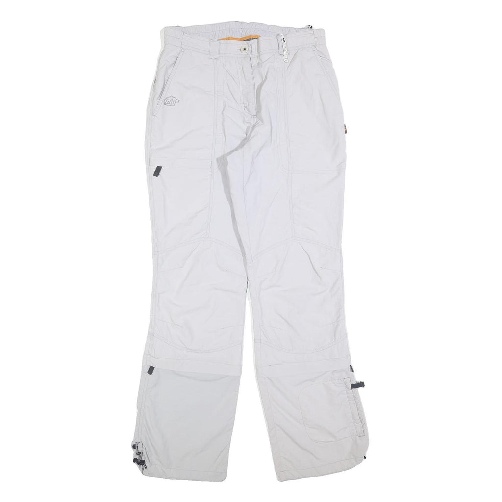 BIG BEAR Womens White Regular Fit Straight Trousers W30 L32 Polyester Blend Zip