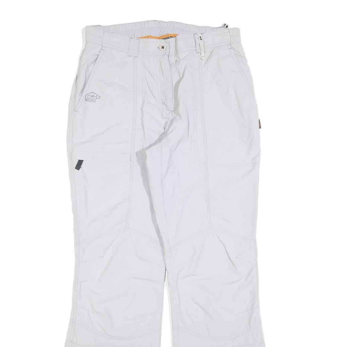 BIG BEAR Womens White Regular Fit Straight Trousers W30 L32 Polyester Blend Zip