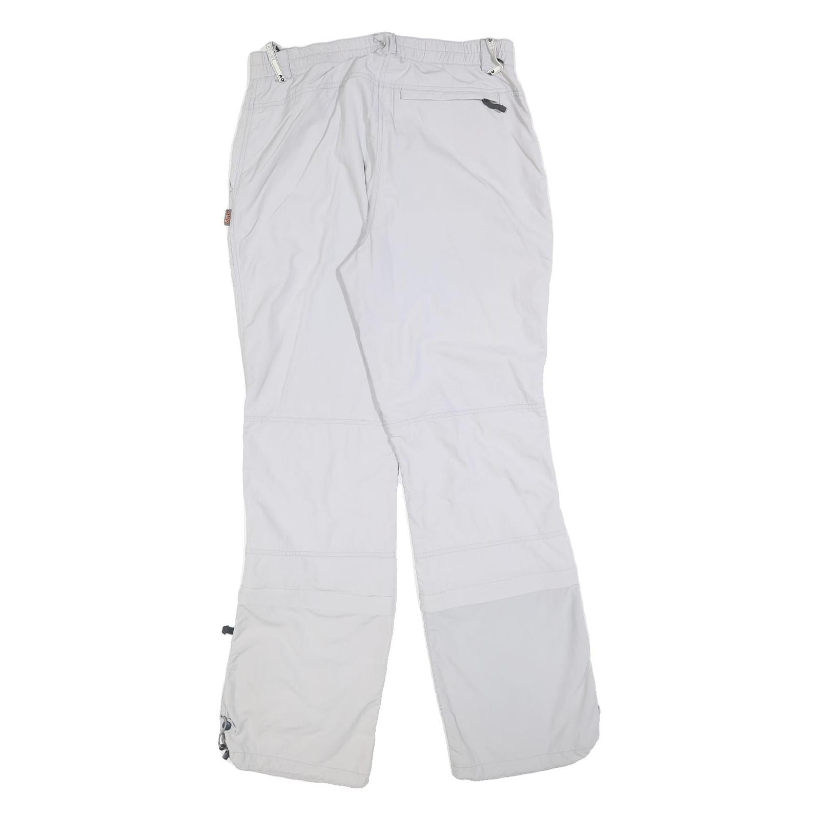 BIG BEAR Womens White Regular Fit Straight Trousers W30 L32 Polyester Blend Zip