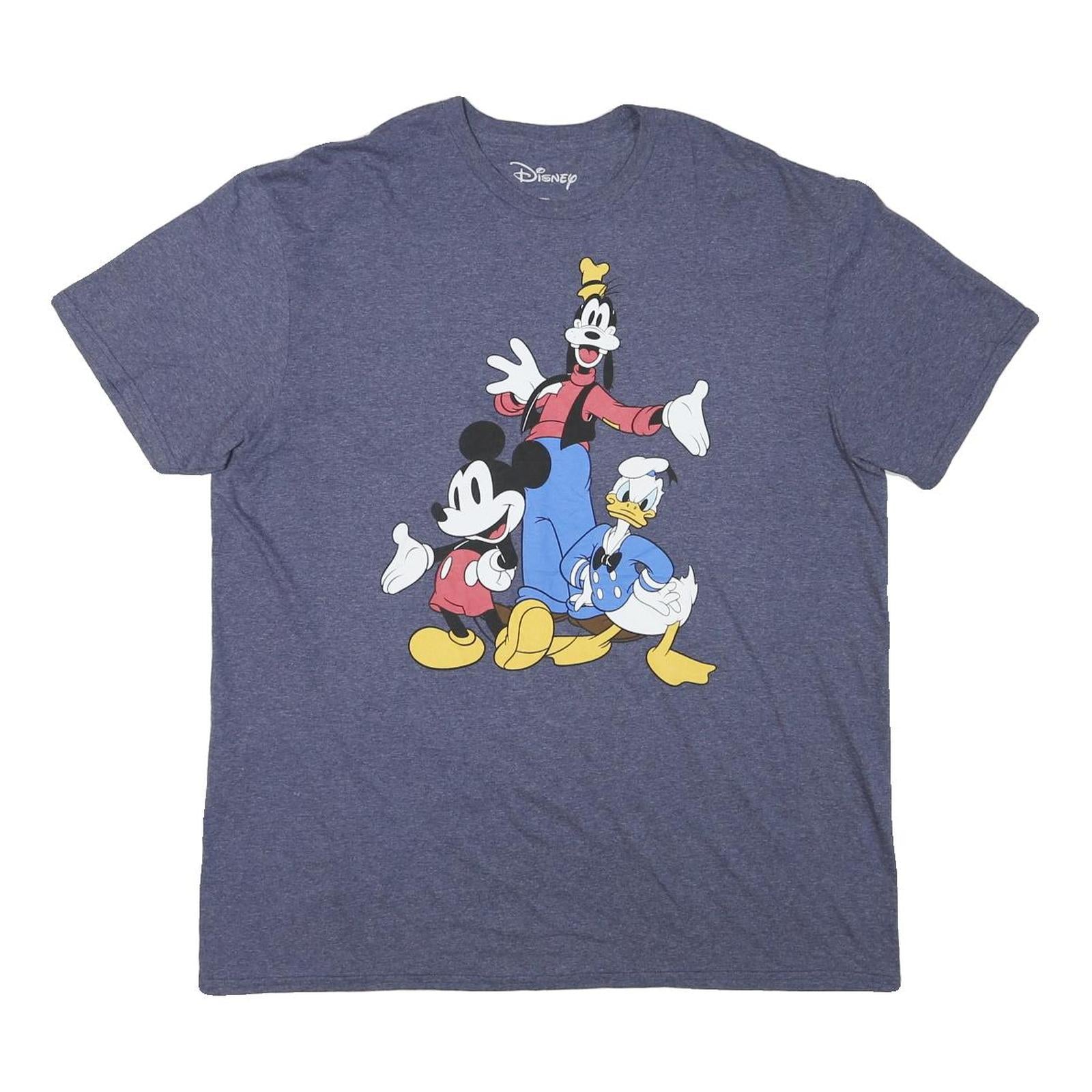 DISNEY Mens Blue Goofy Mickey Donald T-Shirt XL Short Sleeve Crew Neck Cartoon