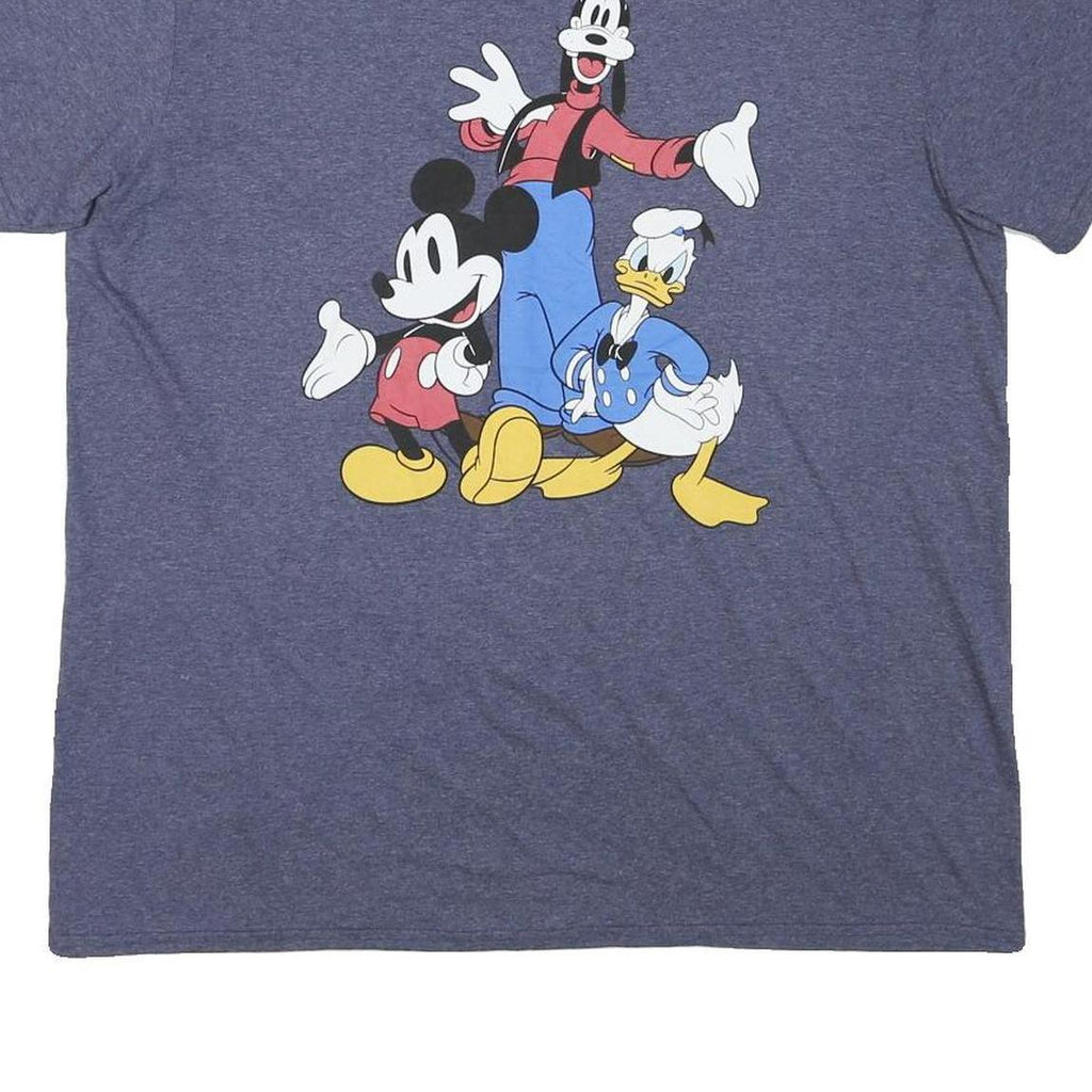 DISNEY Mens Blue Goofy Mickey Donald T-Shirt XL Short Sleeve Crew Neck Cartoon