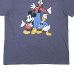 DISNEY Mens Blue Goofy Mickey Donald T-Shirt XL Short Sleeve Crew Neck Cartoon
