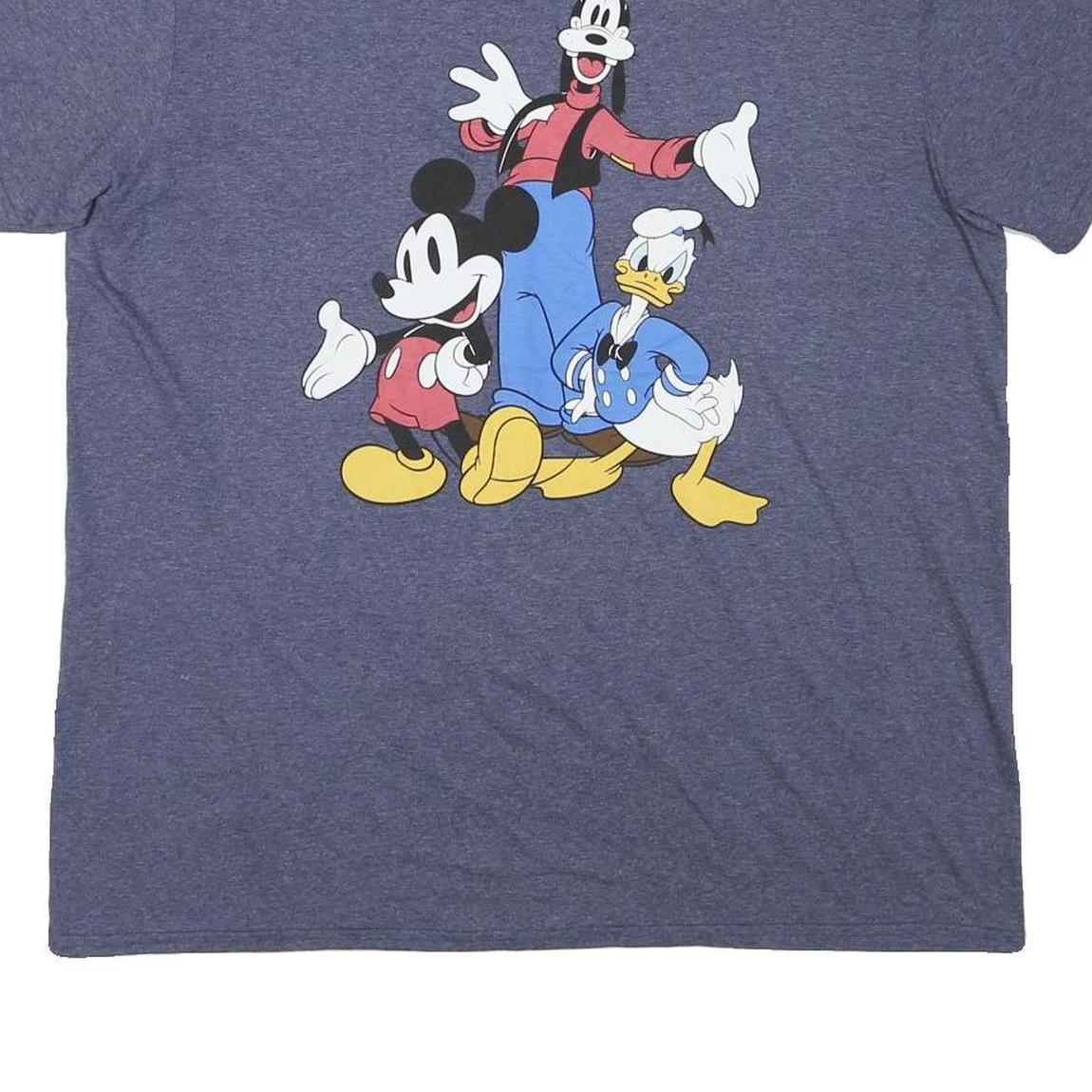DISNEY Mens Blue Goofy Mickey Donald T-Shirt XL Short Sleeve Crew Neck Cartoon
