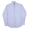 BOSS Mens Blue Plain Shirt L Cotton Blend Classic Fit Long Sleeve Button Shirt