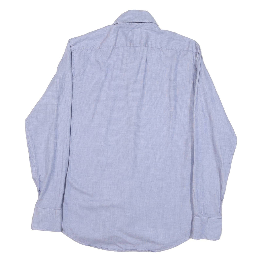 BOSS Mens Blue Plain Shirt L Cotton Blend Classic Fit Long Sleeve Button Shirt