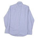 BOSS Mens Blue Plain Shirt L Cotton Blend Classic Fit Long Sleeve Button Shirt