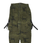 FB SISTER Womens Cotton Blend Green Camouflage Relaxed Tapered Trousers W26 L26