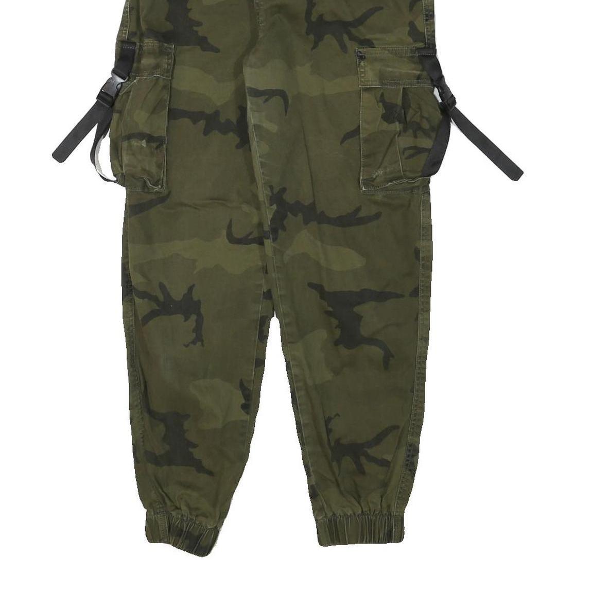 FB SISTER Womens Cotton Blend Green Camouflage Relaxed Tapered Trousers W26 L26