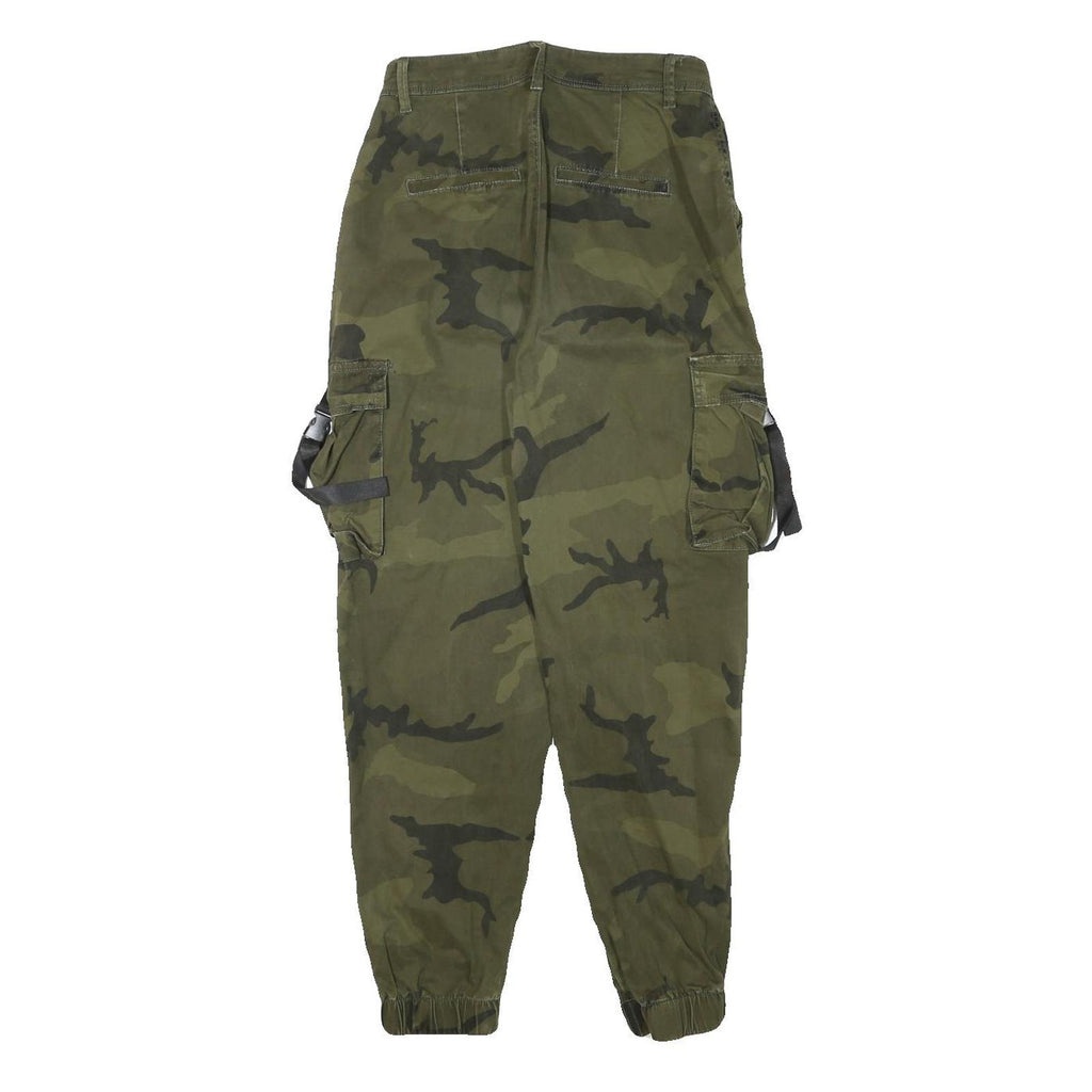 FB SISTER Womens Cotton Blend Green Camouflage Relaxed Tapered Trousers W26 L26