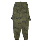 FB SISTER Womens Cotton Blend Green Camouflage Relaxed Tapered Trousers W26 L26