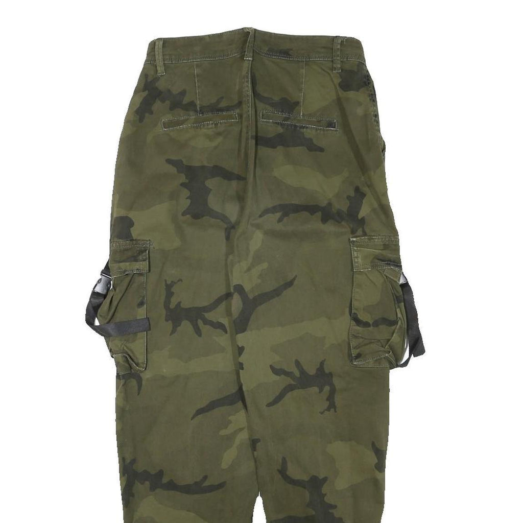 FB SISTER Womens Cotton Blend Green Camouflage Relaxed Tapered Trousers W26 L26
