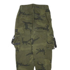FB SISTER Womens Cotton Blend Green Camouflage Relaxed Tapered Trousers W26 L26