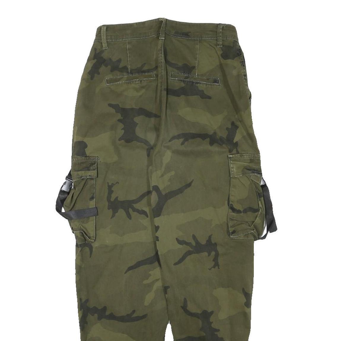 FB SISTER Womens Cotton Blend Green Camouflage Relaxed Tapered Trousers W26 L26