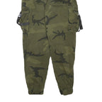 FB SISTER Womens Cotton Blend Green Camouflage Relaxed Tapered Trousers W26 L26