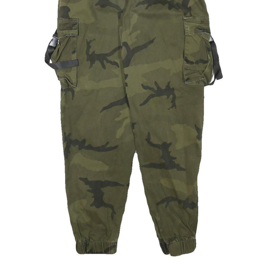 FB SISTER Womens Cotton Blend Green Camouflage Relaxed Tapered Trousers W26 L26