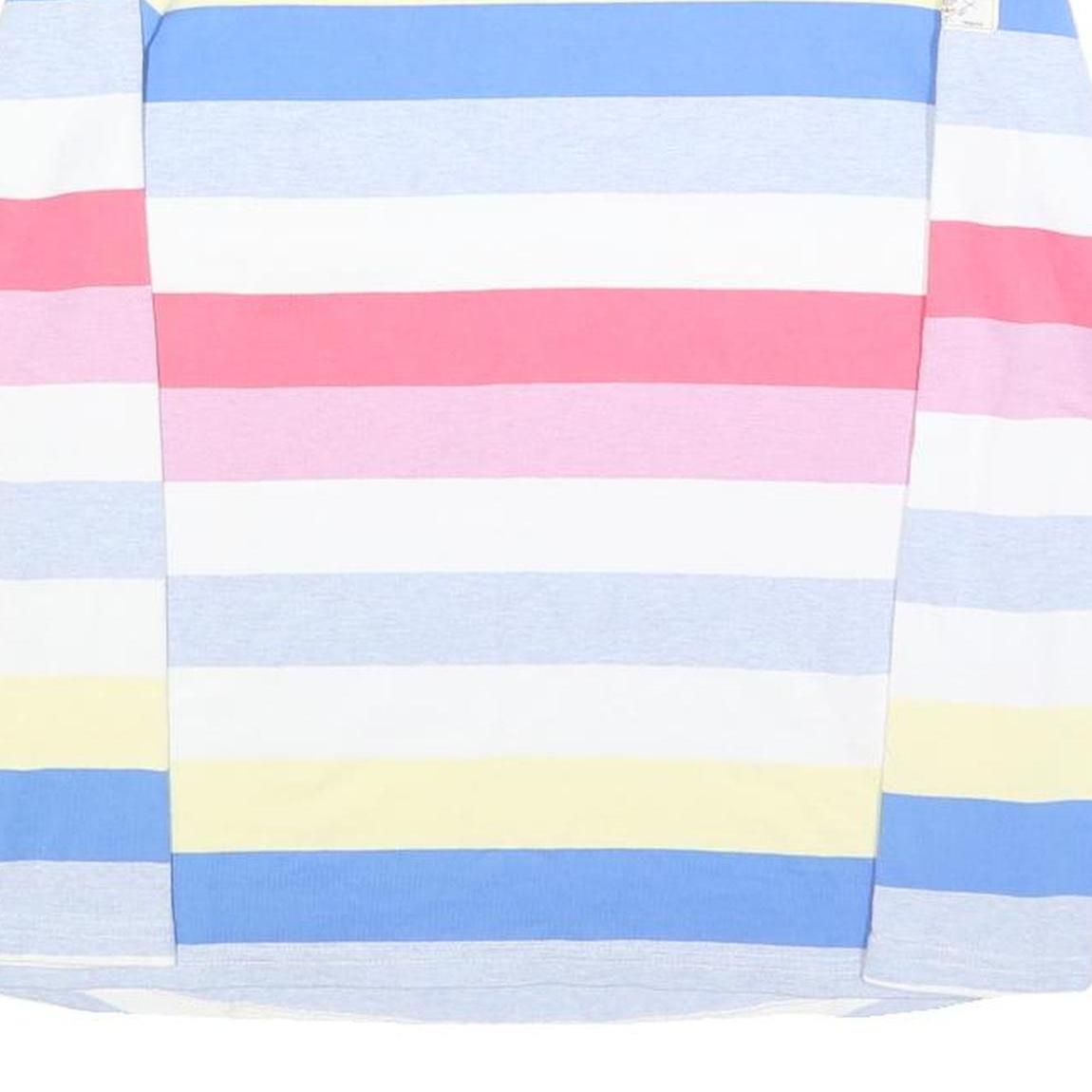 JOULES Womens Blue White Pink Striped Basic Top Long Sleeve Round Neck UK 12