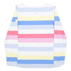 JOULES Womens Blue White Pink Striped Basic Top Long Sleeve Round Neck UK 12