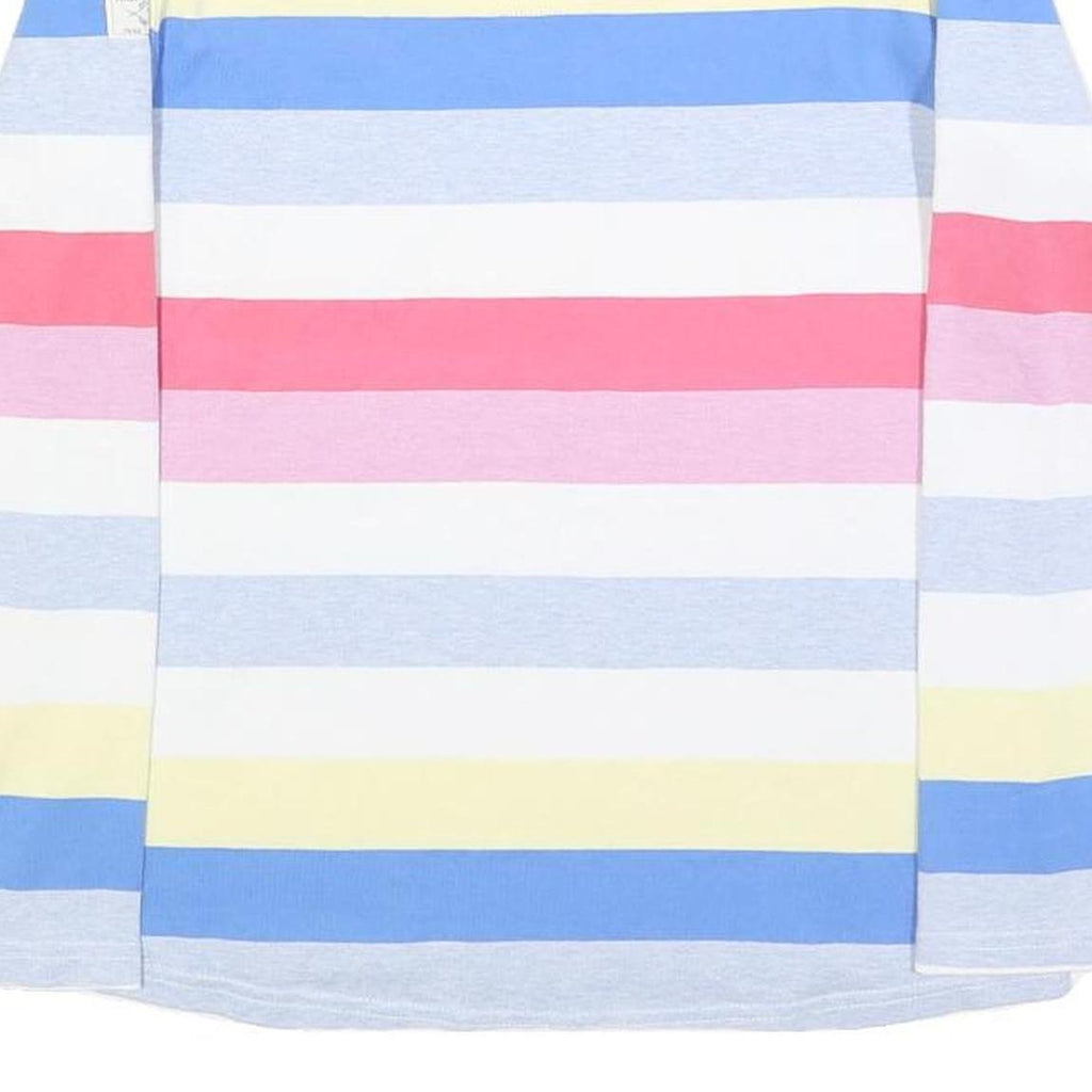 JOULES Womens Blue White Pink Striped Basic Top Long Sleeve Round Neck UK 12