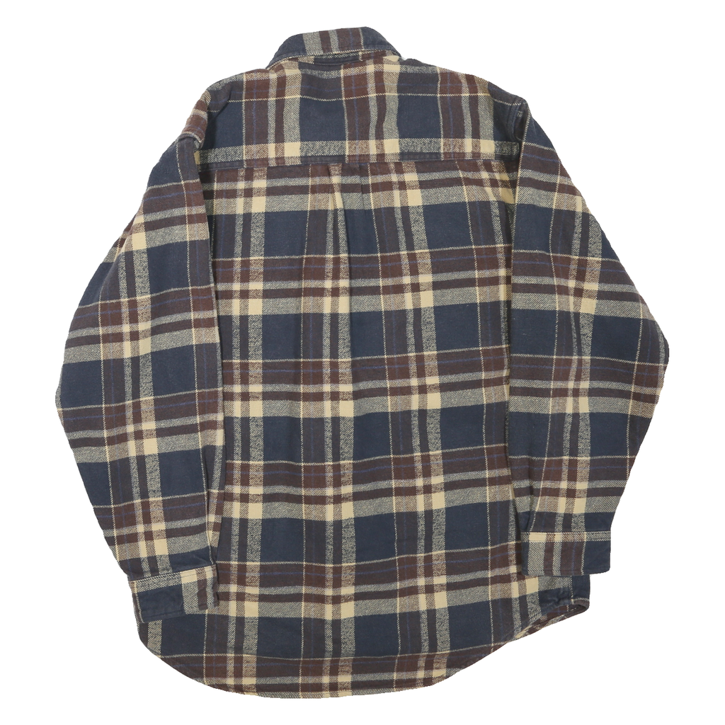 FIELD & STREAM Mens Blue Beige Plaid Shirt M Cotton Blend Button Closure Long