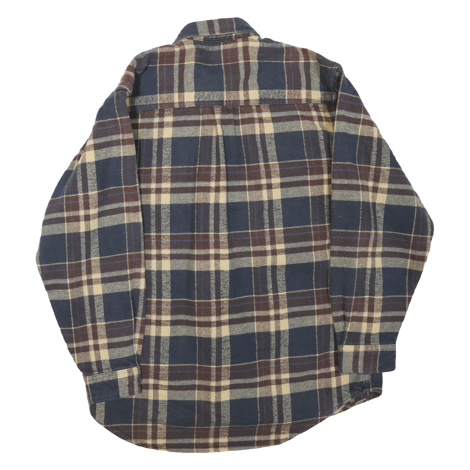 FIELD & STREAM Mens Blue Beige Plaid Shirt M Cotton Blend Button Closure Long