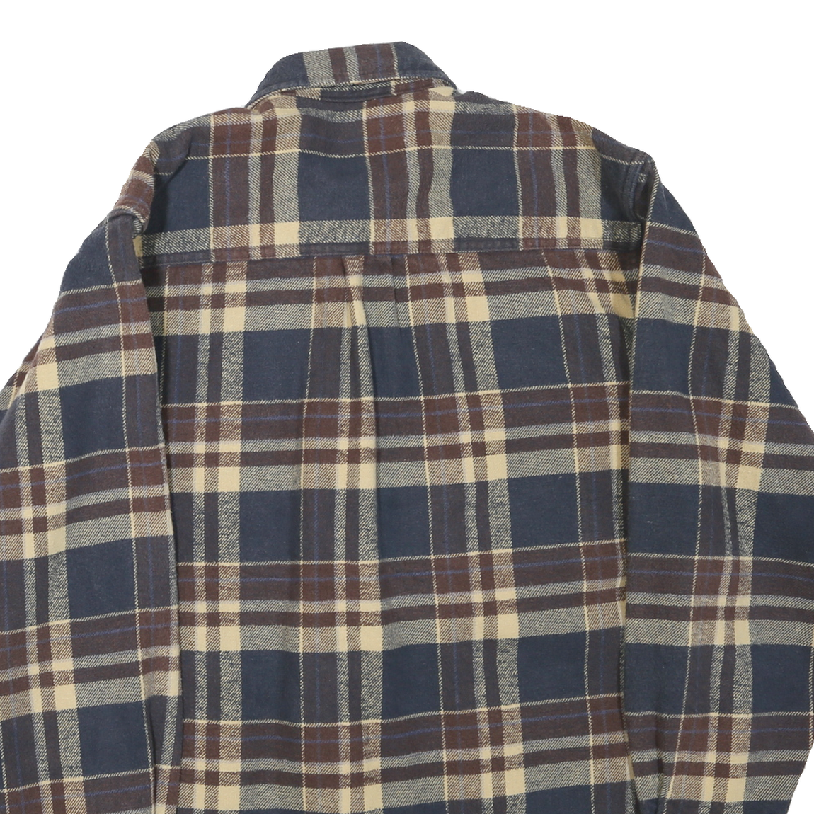 FIELD & STREAM Mens Blue Beige Plaid Shirt M Cotton Blend Button Closure Long