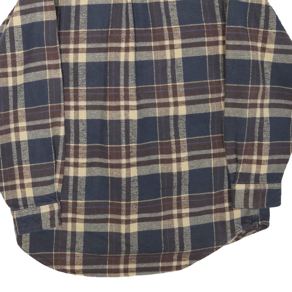 FIELD & STREAM Mens Blue Beige Plaid Shirt M Cotton Blend Button Closure Long