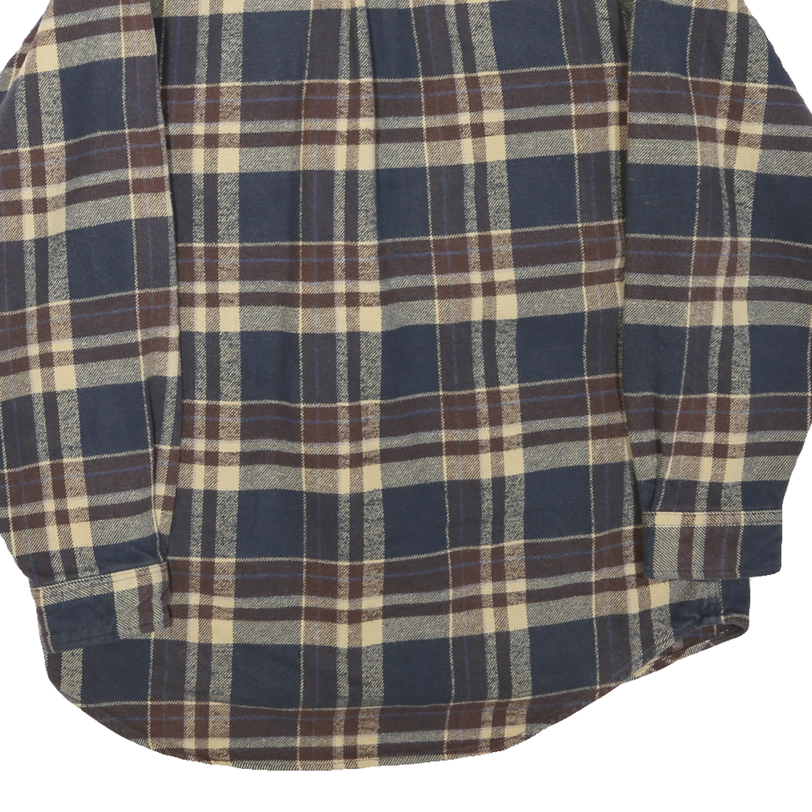 FIELD & STREAM Mens Blue Beige Plaid Shirt M Cotton Blend Button Closure Long