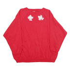 HANES Womens Red Cotton Blend Crew Neck 2XL Sweatshirt Lace Detail Pullover