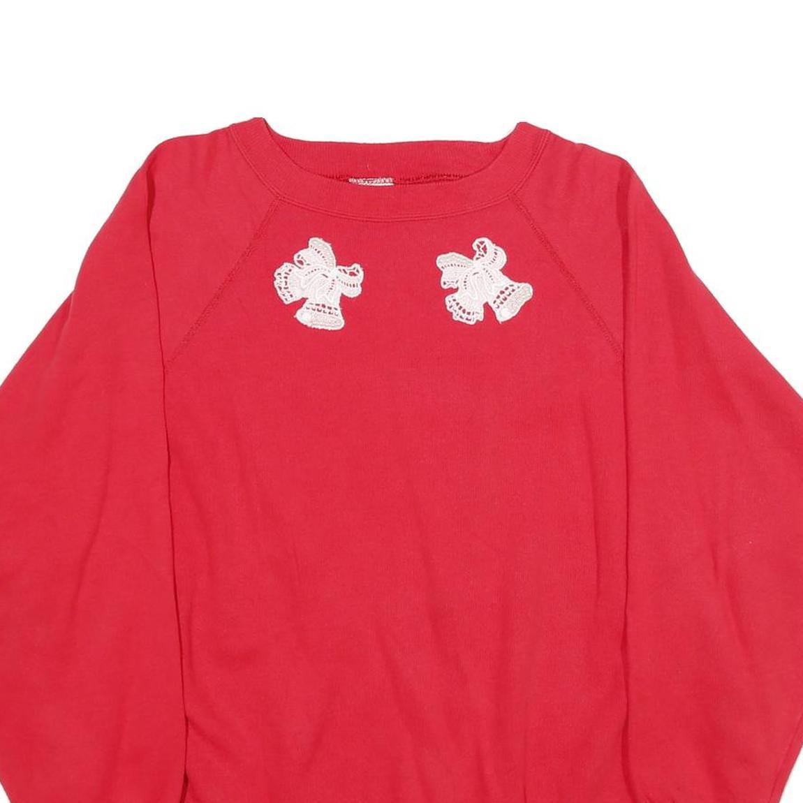 HANES Womens Red Cotton Blend Crew Neck 2XL Sweatshirt Lace Detail Pullover