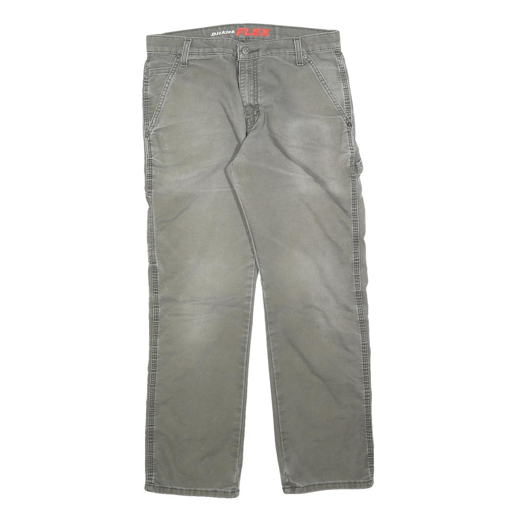 DICKIES Mens Jeans Grey Regular Straight Denim W32 L30 Casual Workwear Zip