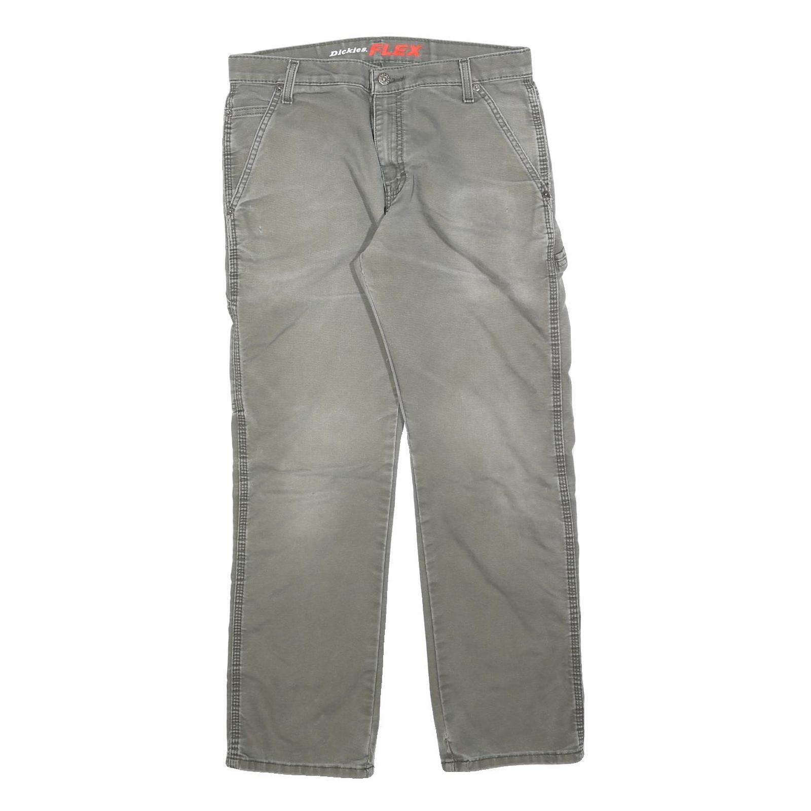 DICKIES Mens Jeans Grey Regular Straight Denim W32 L30 Casual Workwear Zip