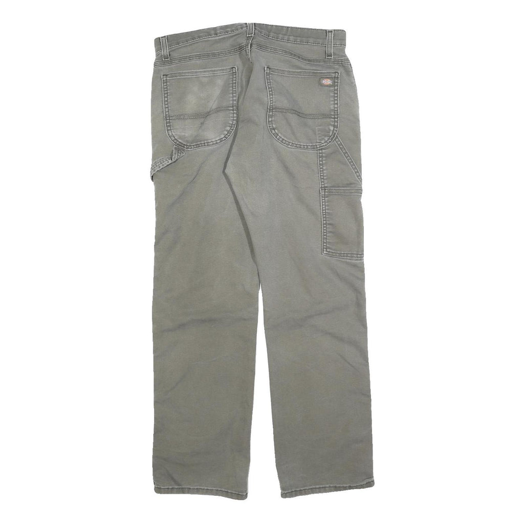 DICKIES Mens Jeans Grey Regular Straight Denim W32 L30 Casual Workwear Zip