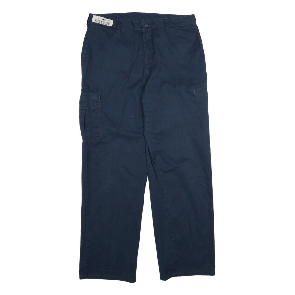 DICKIES Mens Cotton Navy Regular Fit Straight Leg Trousers W34 L31 Workwear