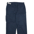 DICKIES Mens Cotton Navy Regular Fit Straight Leg Trousers W34 L31 Workwear