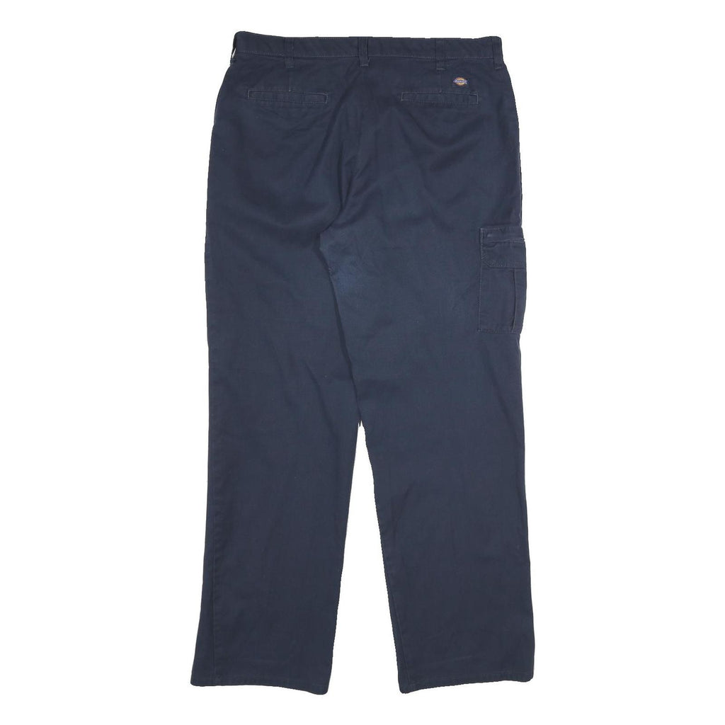 DICKIES Mens Cotton Navy Regular Fit Straight Leg Trousers W34 L31 Workwear