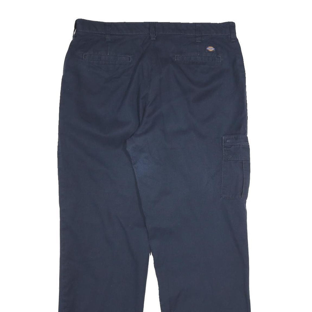DICKIES Mens Cotton Navy Regular Fit Straight Leg Trousers W34 L31 Workwear