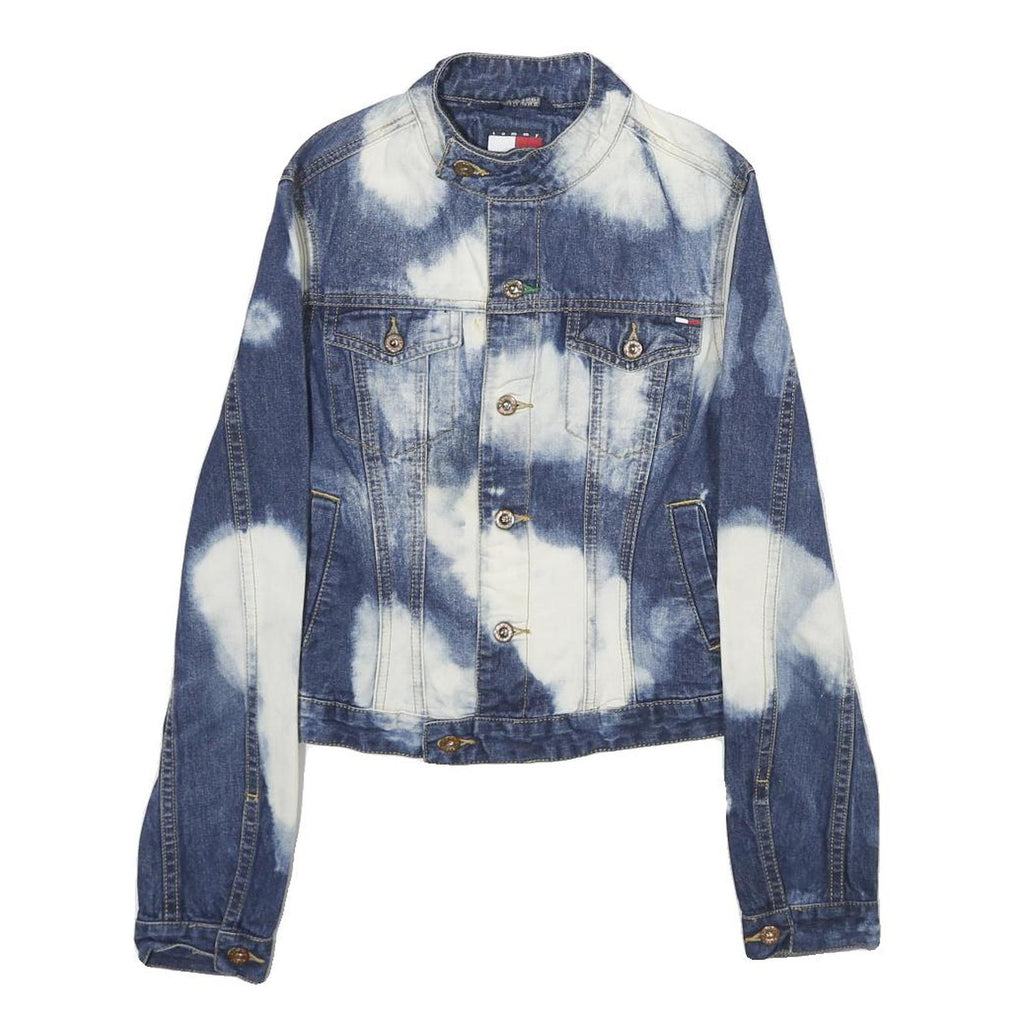 TOMMY JEANS Womens Blue Cotton Denim Jacket S Button Tie-Dye Wash Casual