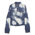 TOMMY JEANS Womens Blue Cotton Denim Jacket S Button Tie-Dye Wash Casual