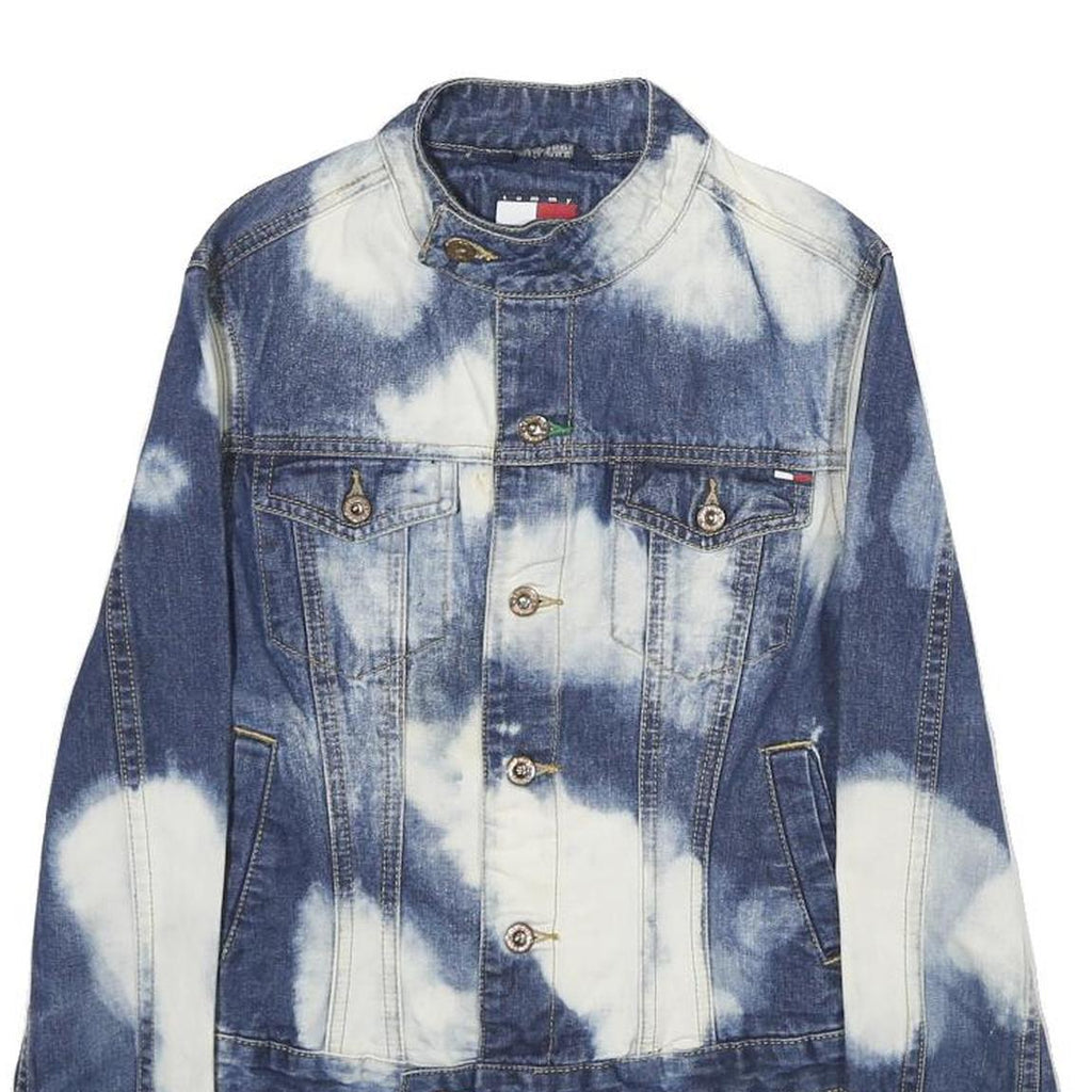 TOMMY JEANS Womens Blue Cotton Denim Jacket S Button Tie-Dye Wash Casual