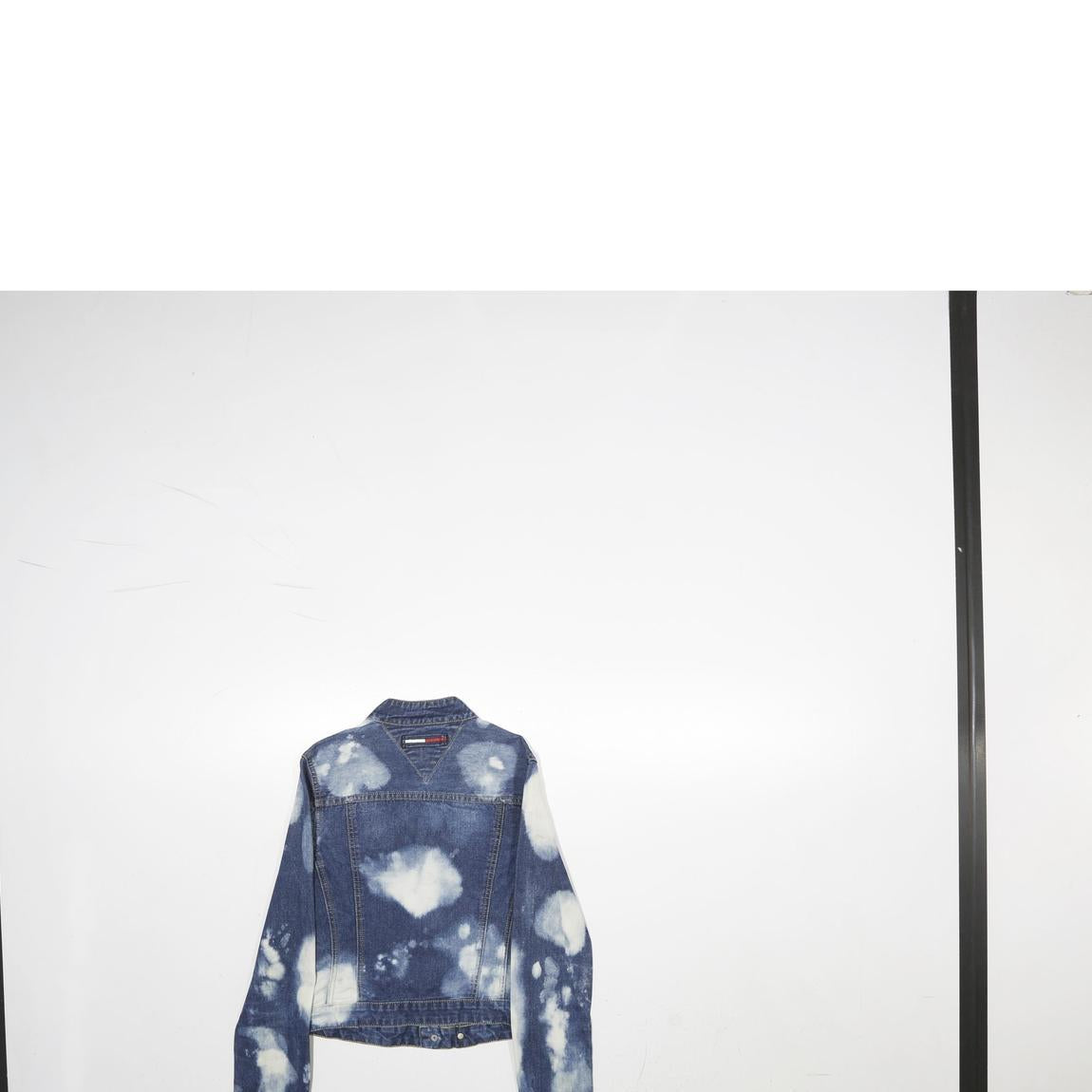 TOMMY JEANS Womens Blue Cotton Denim Jacket S Button Tie-Dye Wash Casual